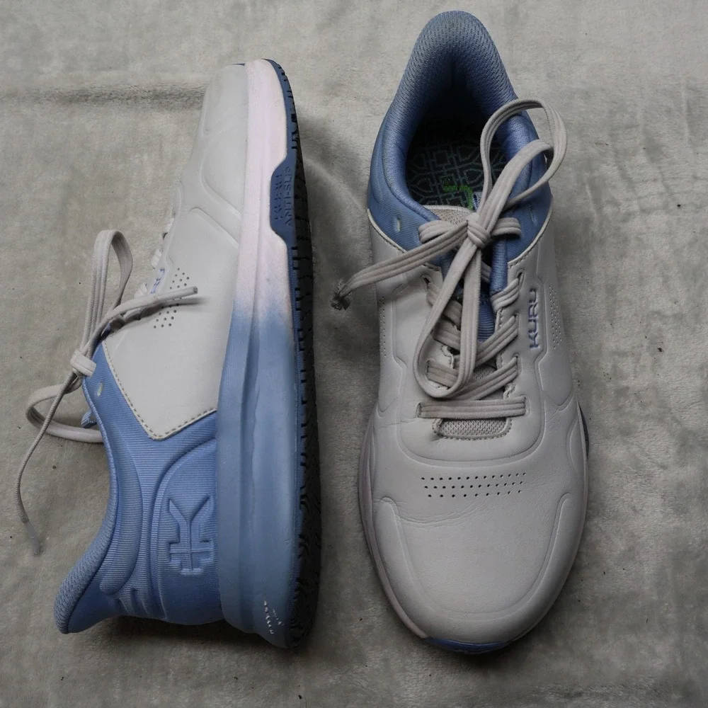 Kuru Flux Sneakers Women 7.5 White Blue Leather Mesh Orthopedic Walking Shoes